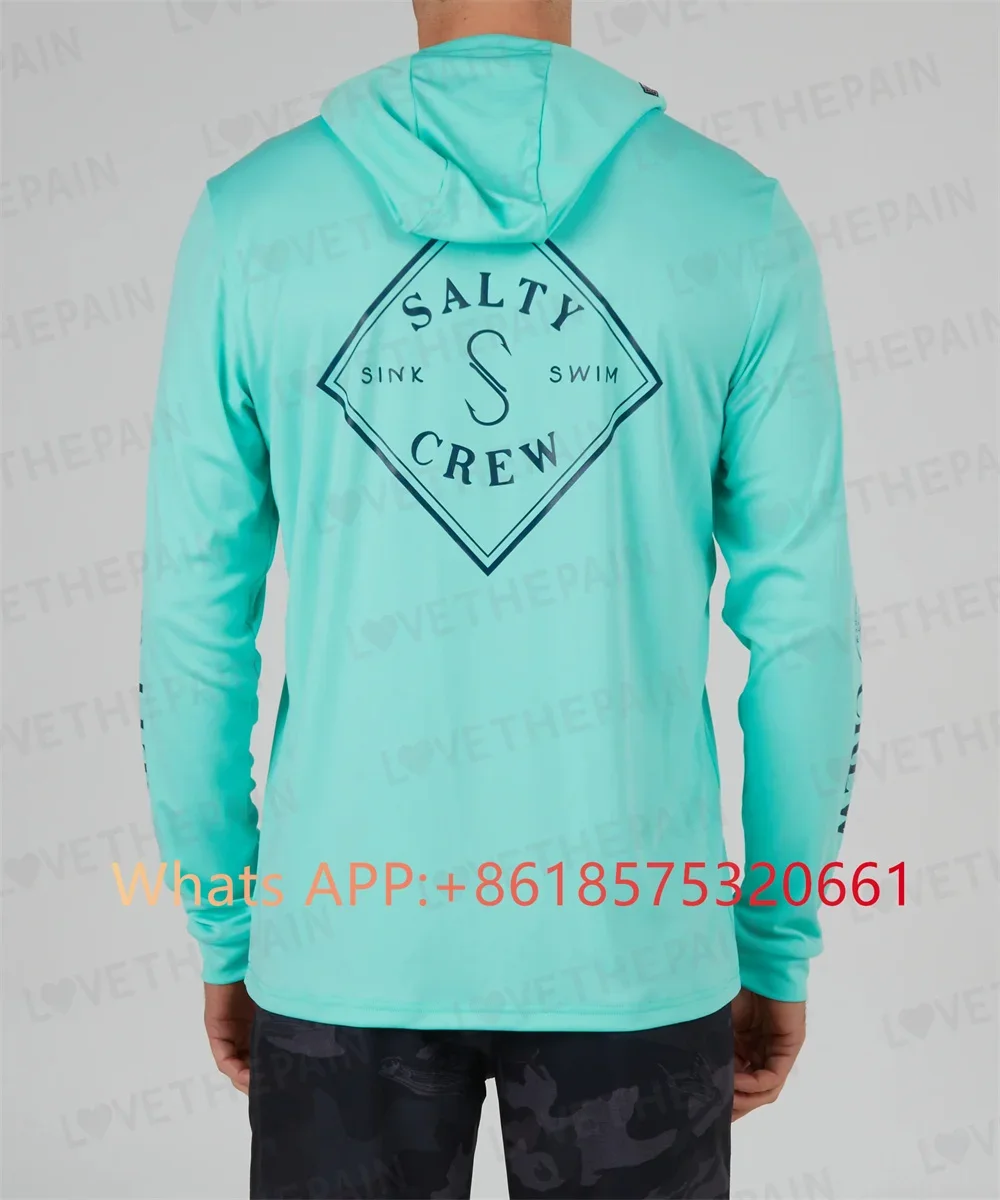 salty crew Fishing Shirt Hooded Large Size Uv Protection Man Outdoor Camouflage Moisture Wicking Jersey Fishing Apparel top 2024