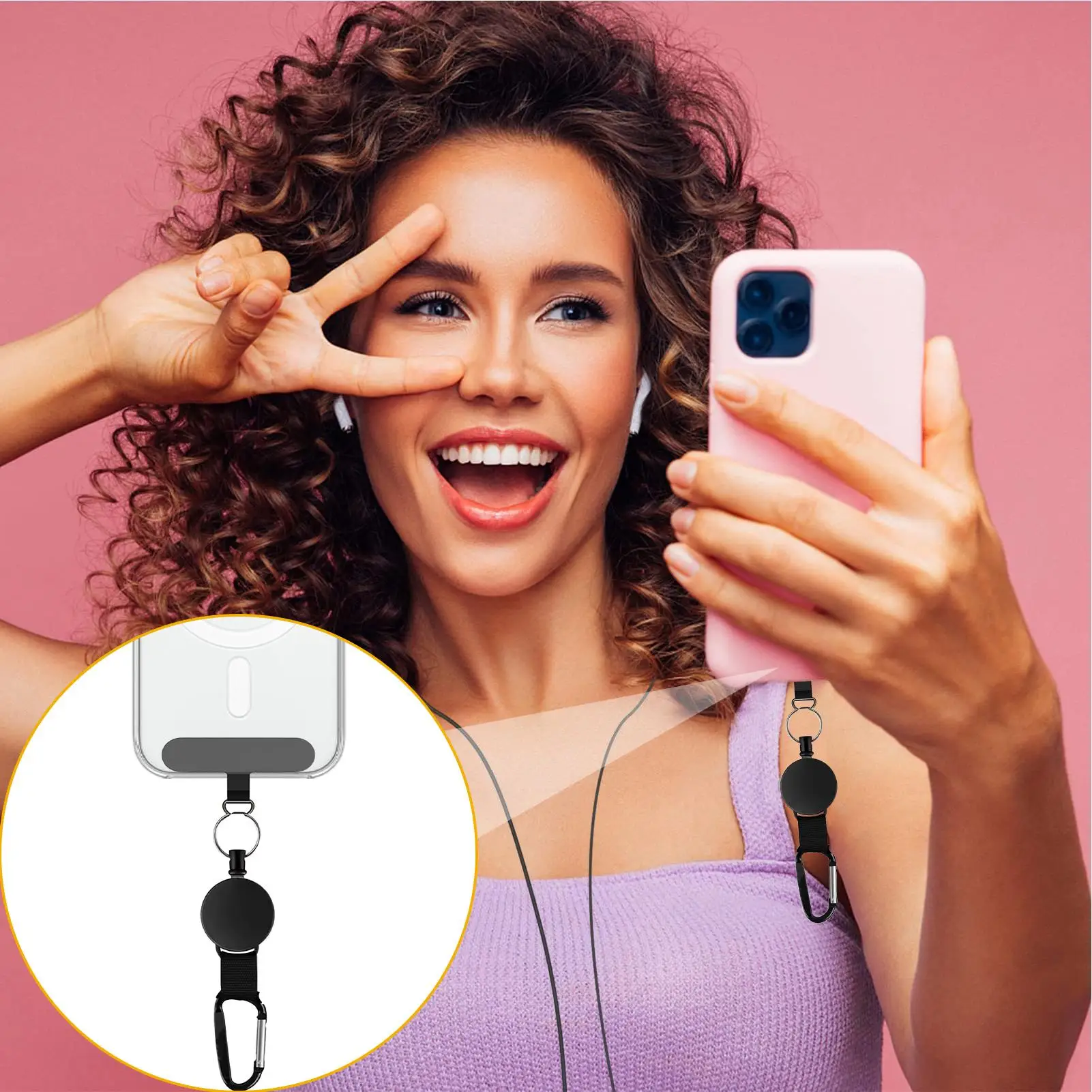 Retractable Anti-theft Phone Clip Cell Phone Lanyard Tether Outdoor Phone Security Strap Preventing Drops And Theft For Travel view 4