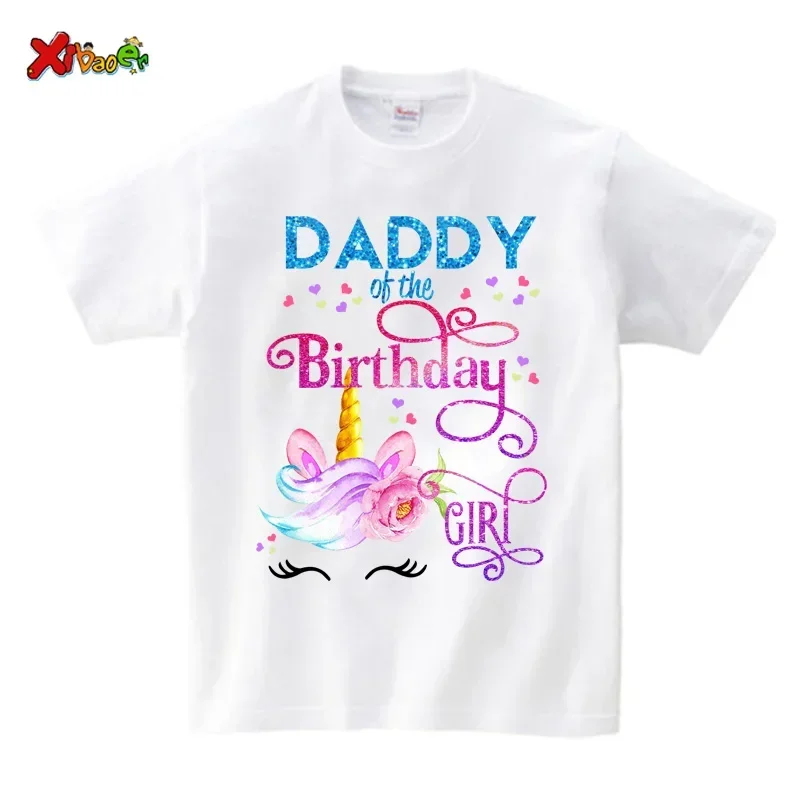 Unicorn Birthday Shirt Girl Shirt Family Party Matching Clothes Outfit Kids Matching Personalized Name TShirt Outfit Summer