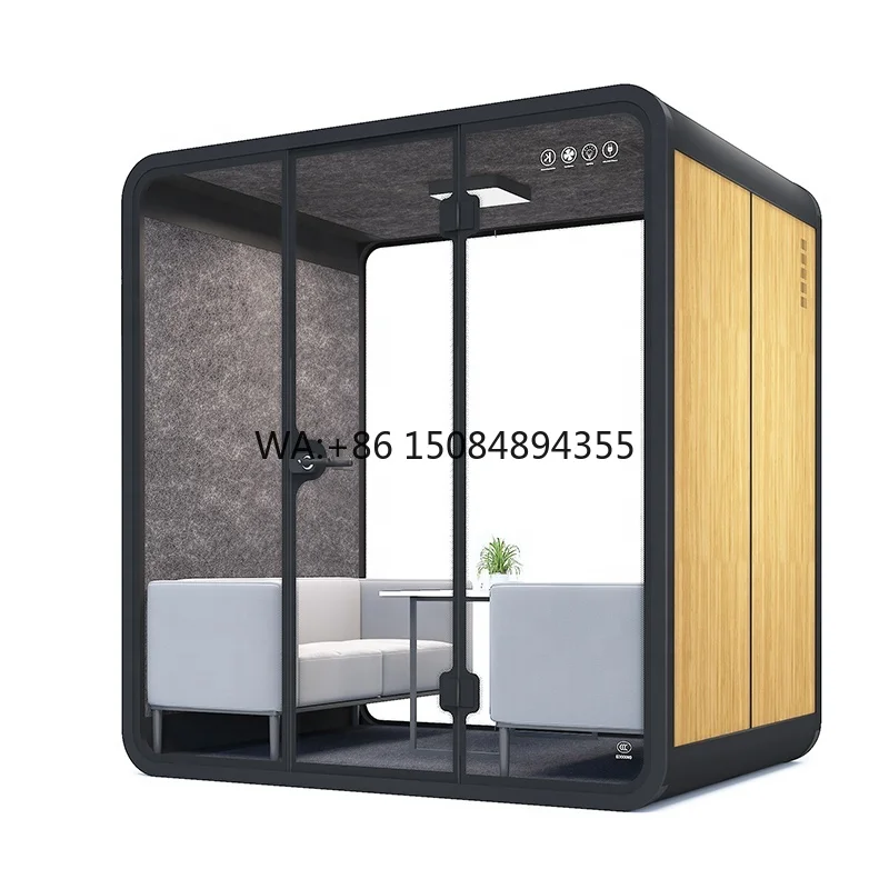 Library Furniture 4 Person Office Phone Booth Meeting Pod Acoustic Booth