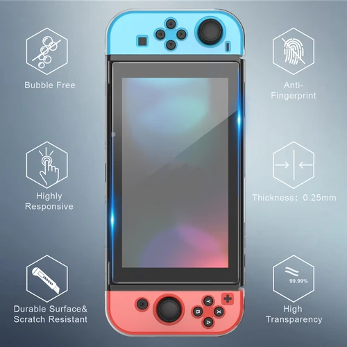 Imagen 2 del producto Protector de pantalla de vidrio templado Compatible con Nintendo Switc/Switch Lite/Switch OLED película protectora dura para consola de juegos Switch