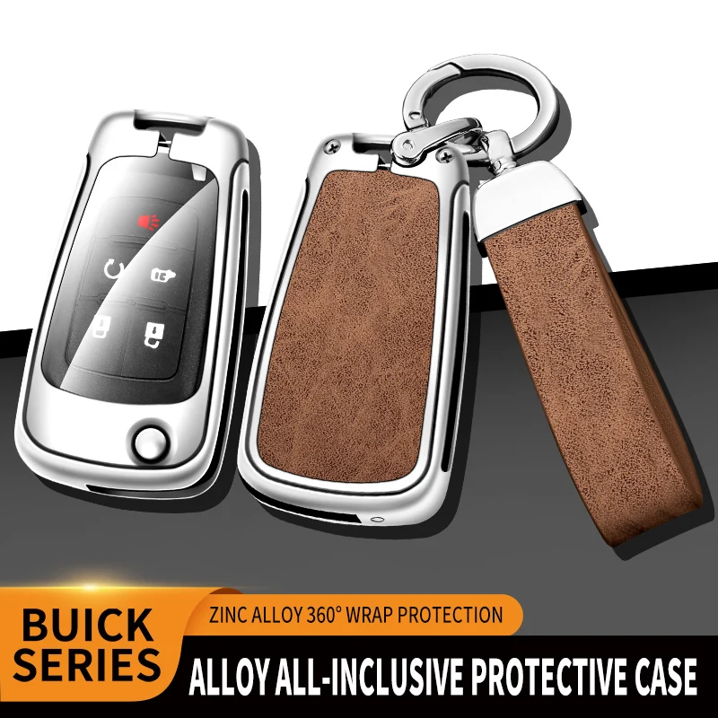 Leather Zinc Alloy Car Key Case Keys Full Cover Protection Shell Bag For Buick Excelle Verano Regal Lacrosse Encore GC Insignia