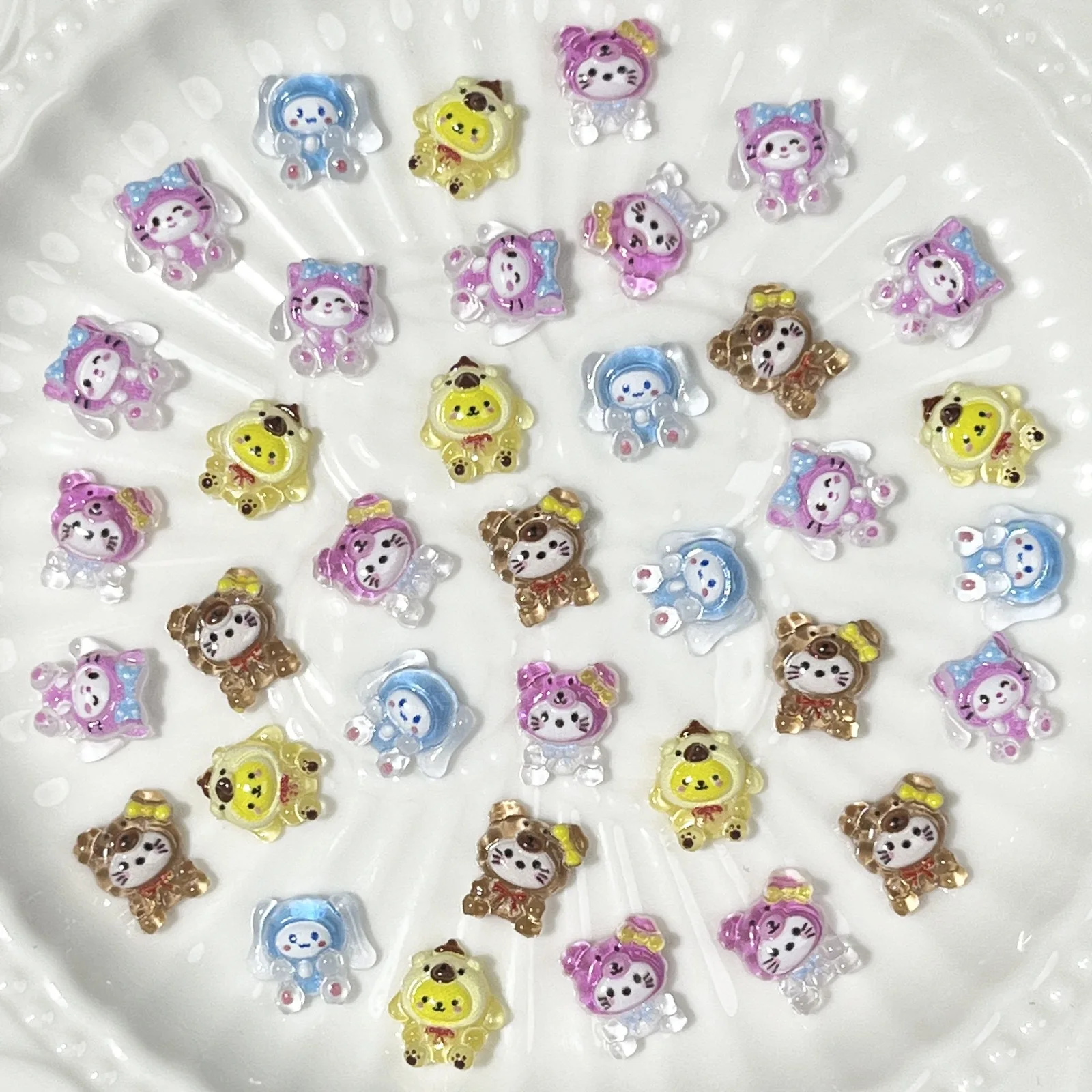 20pcs miniso sanrio cartoon nail charms for diy nail making cute mini resin flatback nail art decoreation