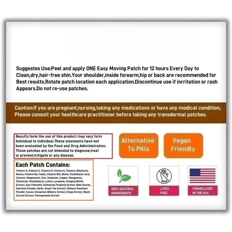 30 Patches Multivitamin Transdermal Patches for Men Supports Immune System & Healthy Hormone Levels view 5
