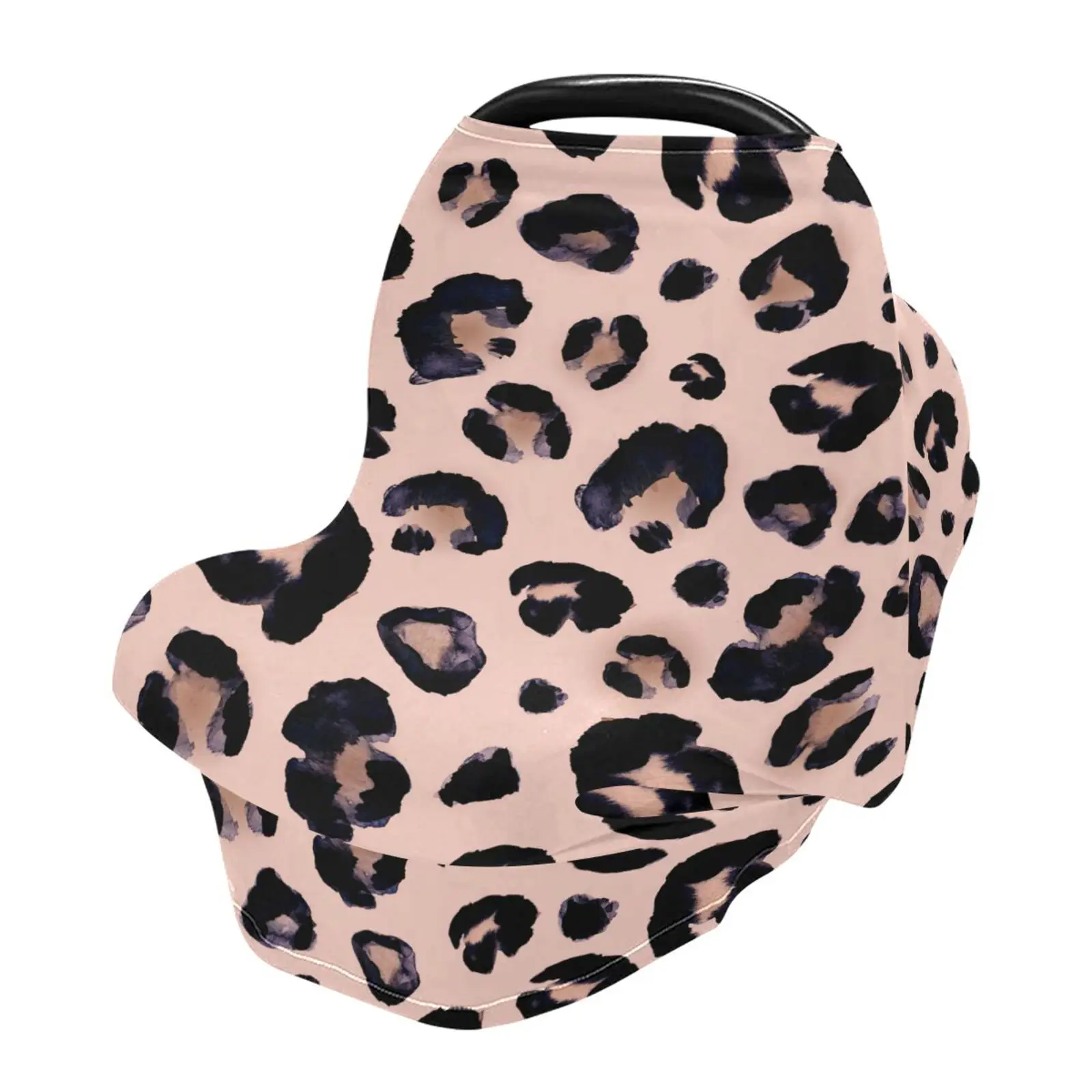 

Pink Black Leopard Baby Car Seat Cover Nursing Cover Breastfeeding Scarf Soft Breathable Stretchy Coverage Infant Stroller Cover