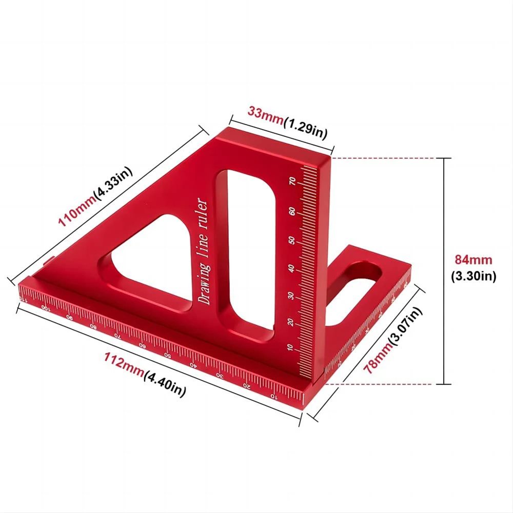 Imagem -02 - Carpintaria Praça Transferidor de Liga de Alumínio Miter Triângulo Régua de Alta Precisão Layout Ferramenta de Medição para Engenheiro Carpinteiro