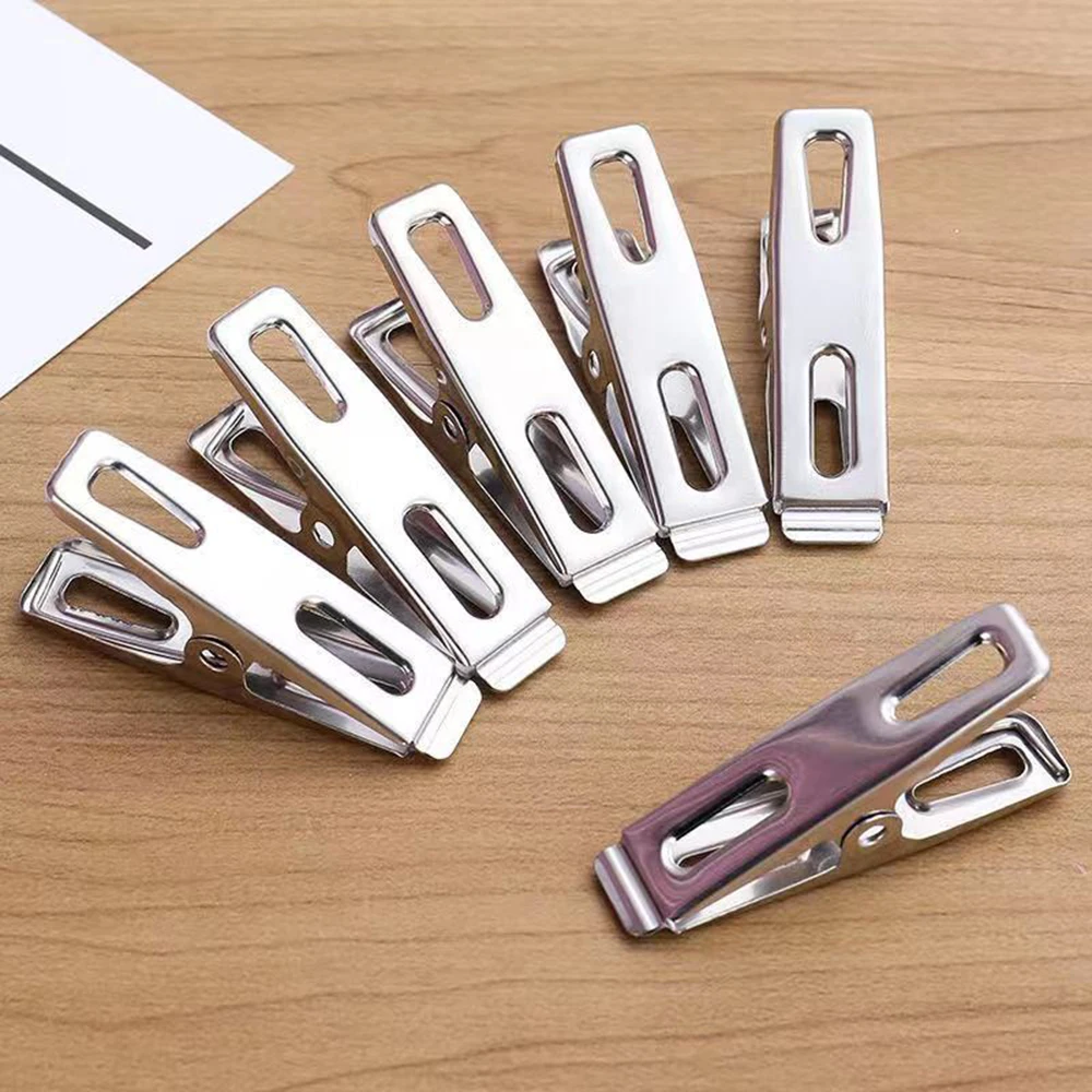 20PCS Stainless Steel 4.5cm Nailless 1cm Flat Mouth Clip Drying Clothes, Socks And Clothes Clip