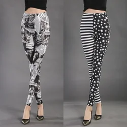 Leggings de moda estampados de cintura alta, calentadores de piernas sexis informales y coloridos que se adaptan a la mayoría de los tamaños, pantalones, pantalones, mallas para mujer