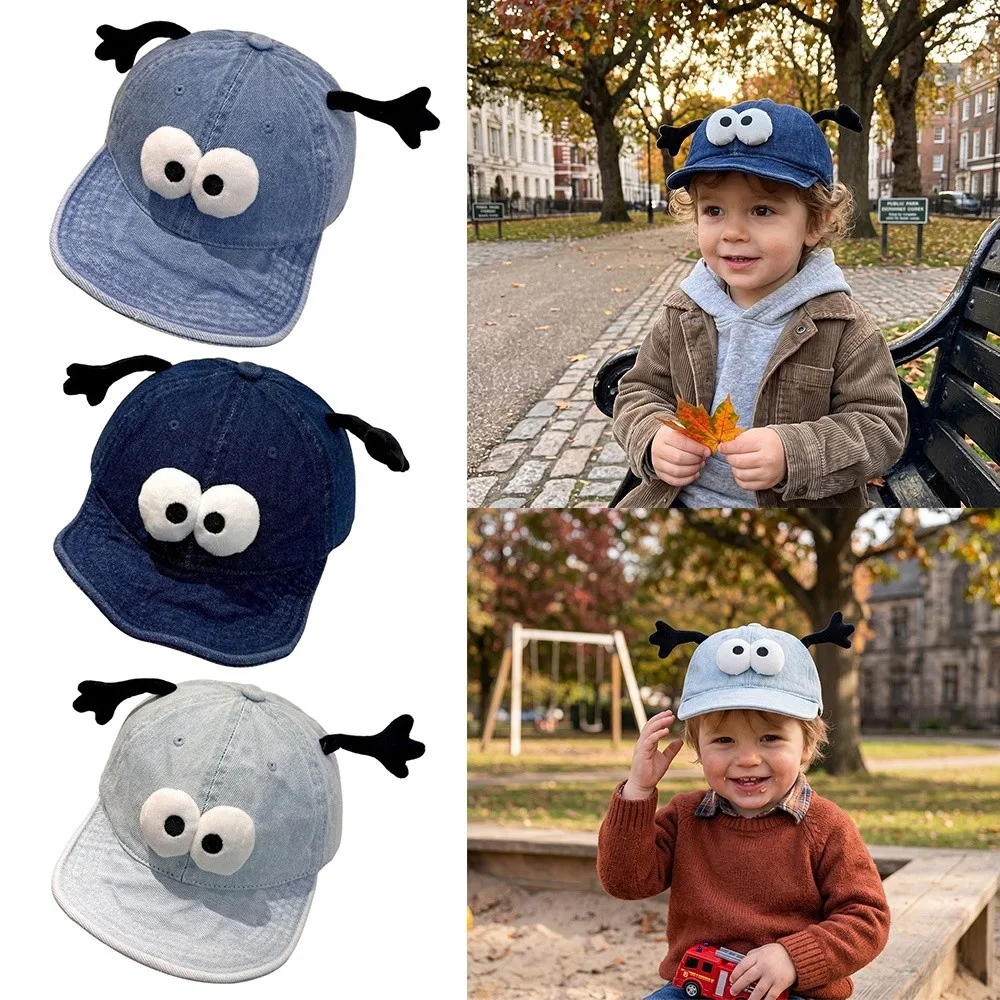 

New Cartoon Big Eyes Children Duck Tongue Cap Cotton Denim Sun Protection Sunshade Hat Adjustable Breathable Baby Hat Summer