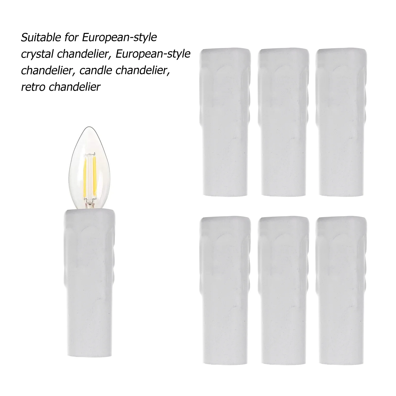 

6Pcs European Crystal Chandelier Covers Premium Iron Lamp Holder Tubes Teardrop Design for Retro Chandelier Replacement