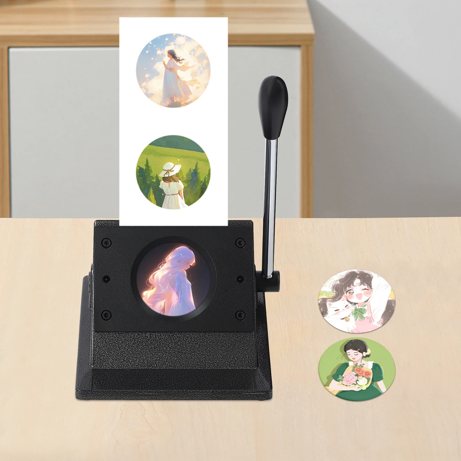 

Ручной резак для бейджей диаметром 58 мм, круглый резак для карточек «сделай сам», штамповочный резак для резки бумаги формата А4, фотобумаги и т. д.