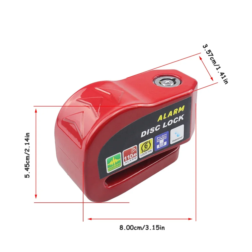 Bloqueio de bicicleta para motocicleta, alarme, proteção de segurança, disco de cadeado, liga de alumínio, lembrete antifurto, bolsa de bloqueio de corda, acessório para motocicleta