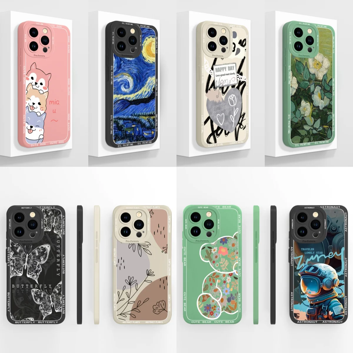 

Artistic Style Case For iPhone 14 Pro Max Full Coverage Bumper For iPhone14 Phone Cases Liquid Silicone Shockproof Back Cover