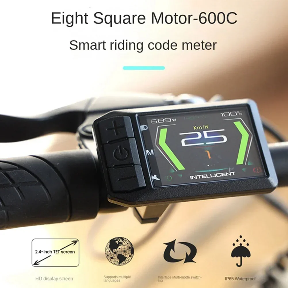 Electric Bike Display 600C CAN Display Speed Limits Waterproof Wheel Diameter Setting 5PIN Interface Full Color LCD