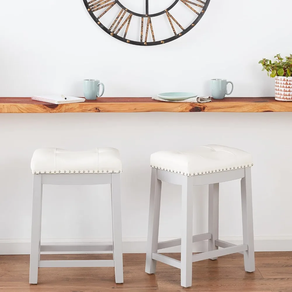 

Cambridge Bar Stools 24" Set of 2 Gray with White Cushion bar stools set of 2 stool chair bar stools for kitchen