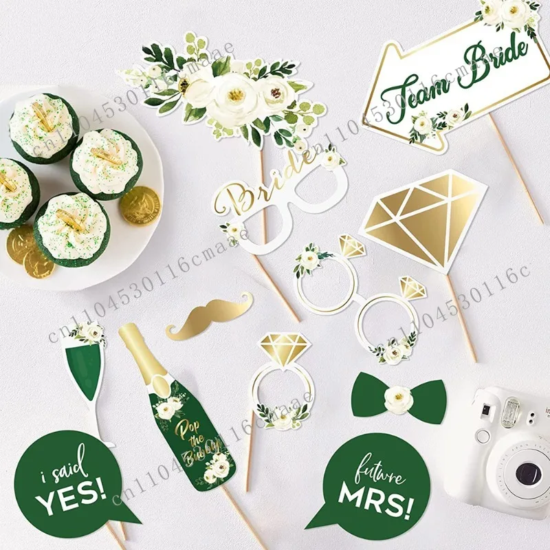 Bride-to-be Green Bronzing Diamond Wedding Party 12-piece Photo Props