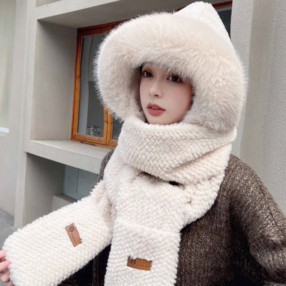 

Hot Sale Thickened Hat Scarf Gloves Set Cute Bear Ear Winter Warm Women Beanies Cap Hat Autumn Winter