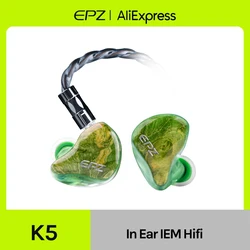 EPZ K5 1DD+4BA Monitor IEM Earphone Wired HIFI  In Ear Earbuds Three-In-One 0.78 2 Pin Single Crystal Copper Upgrade Cable