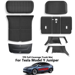 For Tesla Model Y Juniper 2025 Front Rear Trunk Mat TPE All-Weather Trunk Cargo Liner Anti Dirty Seat Backrest Protective Pads