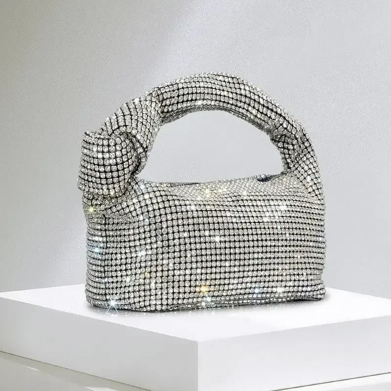 Handvat strass knoop avondtassen zilveren kristallen tas met bovenhandvat voor dames portemonnees en handtassen luxe designer handtas