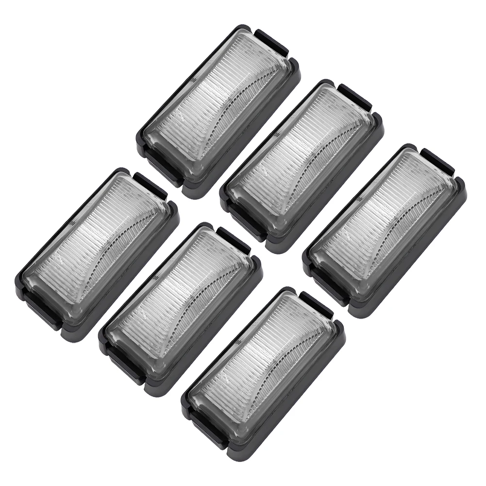 6pcs 10V-30V White LED Side Marker Light Clearance Lamp Universal for Car Auto SUV Van Lorry RV Bus Boat Trailer Truck