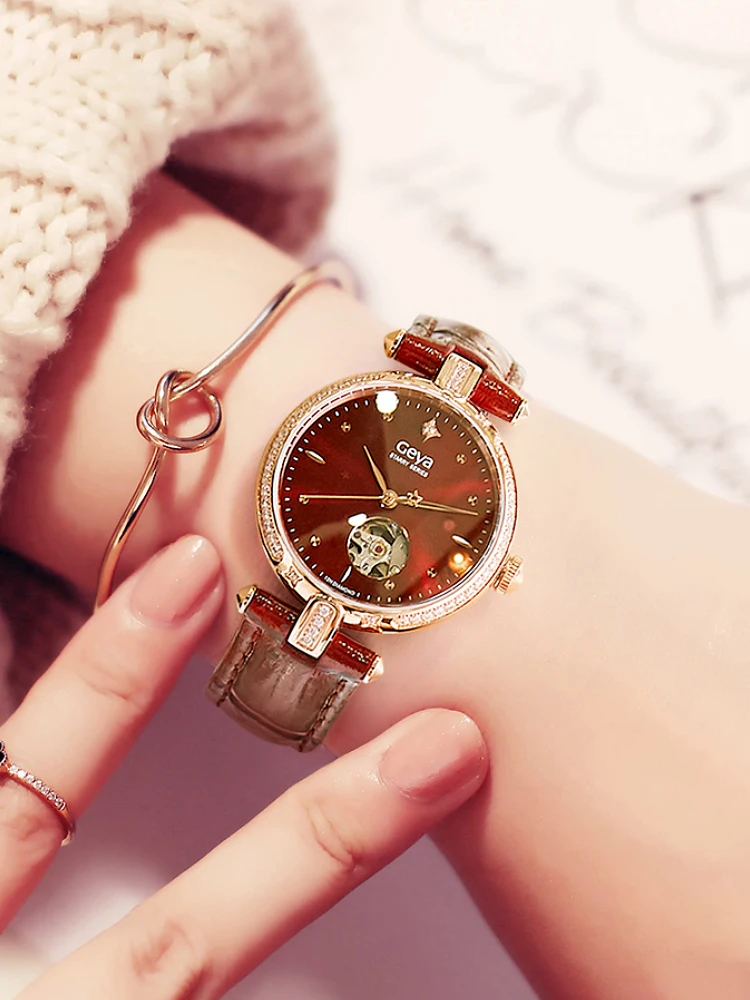 Geya watches  light luxury high-end real diamond women's famous brand genuine mechanical watches official top ten watches