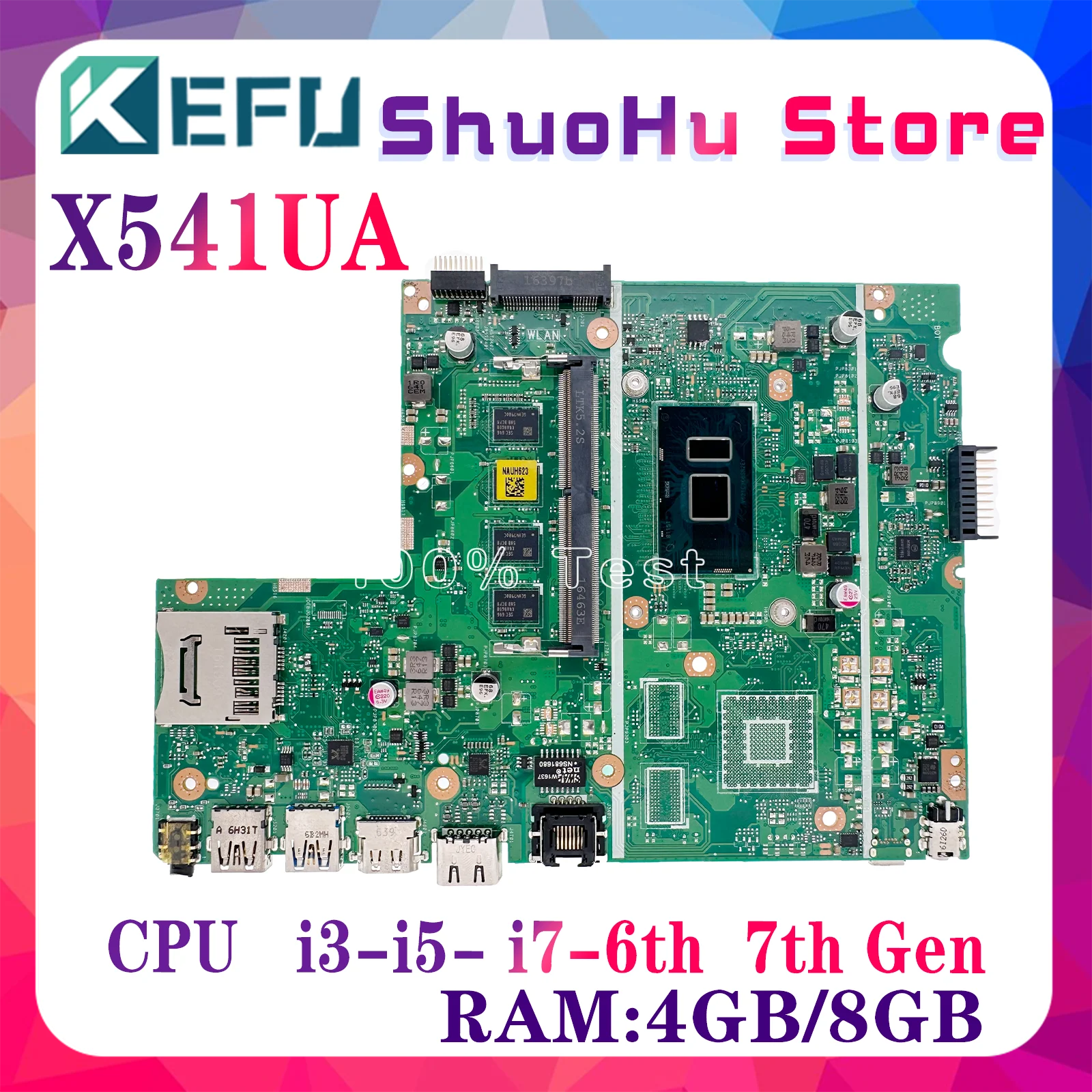 KEFU X541UAK Laptop Motherboard X541UA R541U A541U X541UJ F541U X541U K541U For ASUS Mainrboard I3 I5 I7 0G/4G/8G-RAM UMA