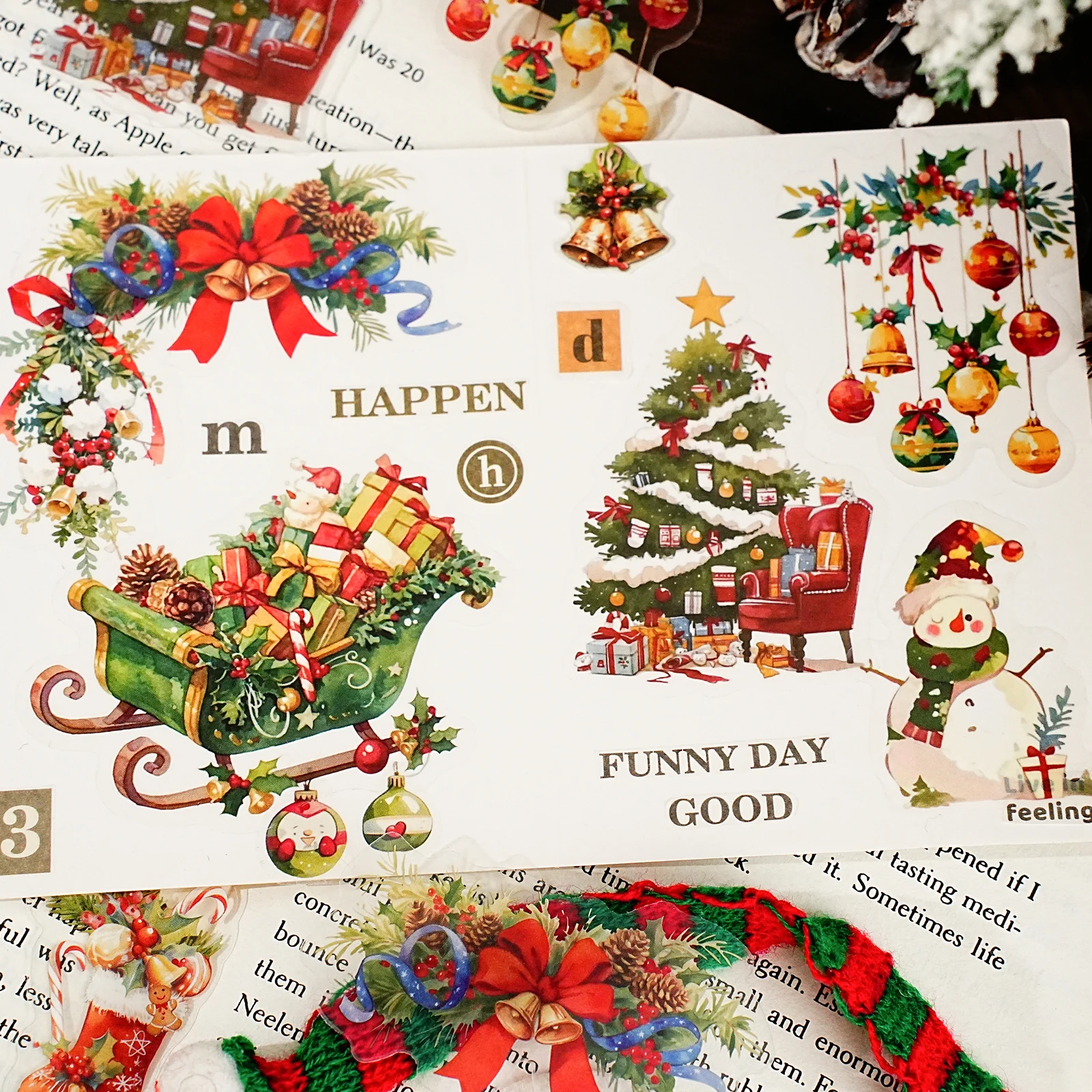 Etori Life عيد الميلاد مفاجأة ليلة الرجعية عيد الميلاد نمط ملصق حزمة DIY الديكور لأجهزة الكمبيوتر المحمول، الهاتف، حقيبة، ديكور المنزل، حفلة عطلة، هدية عيد ميلاد، ملصقات السنة الجديدة، ملصقات الأطفال #5