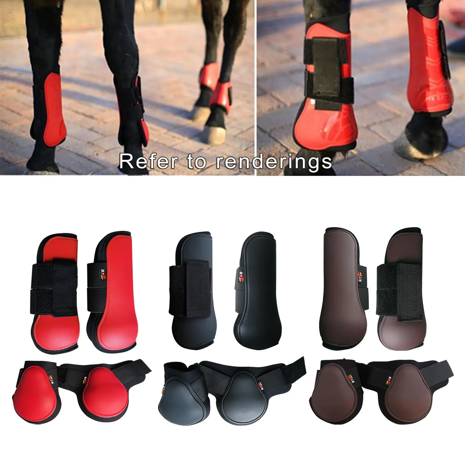 Horse Leg Tendon Boots Training Adjustable PU Leather Protective Guard