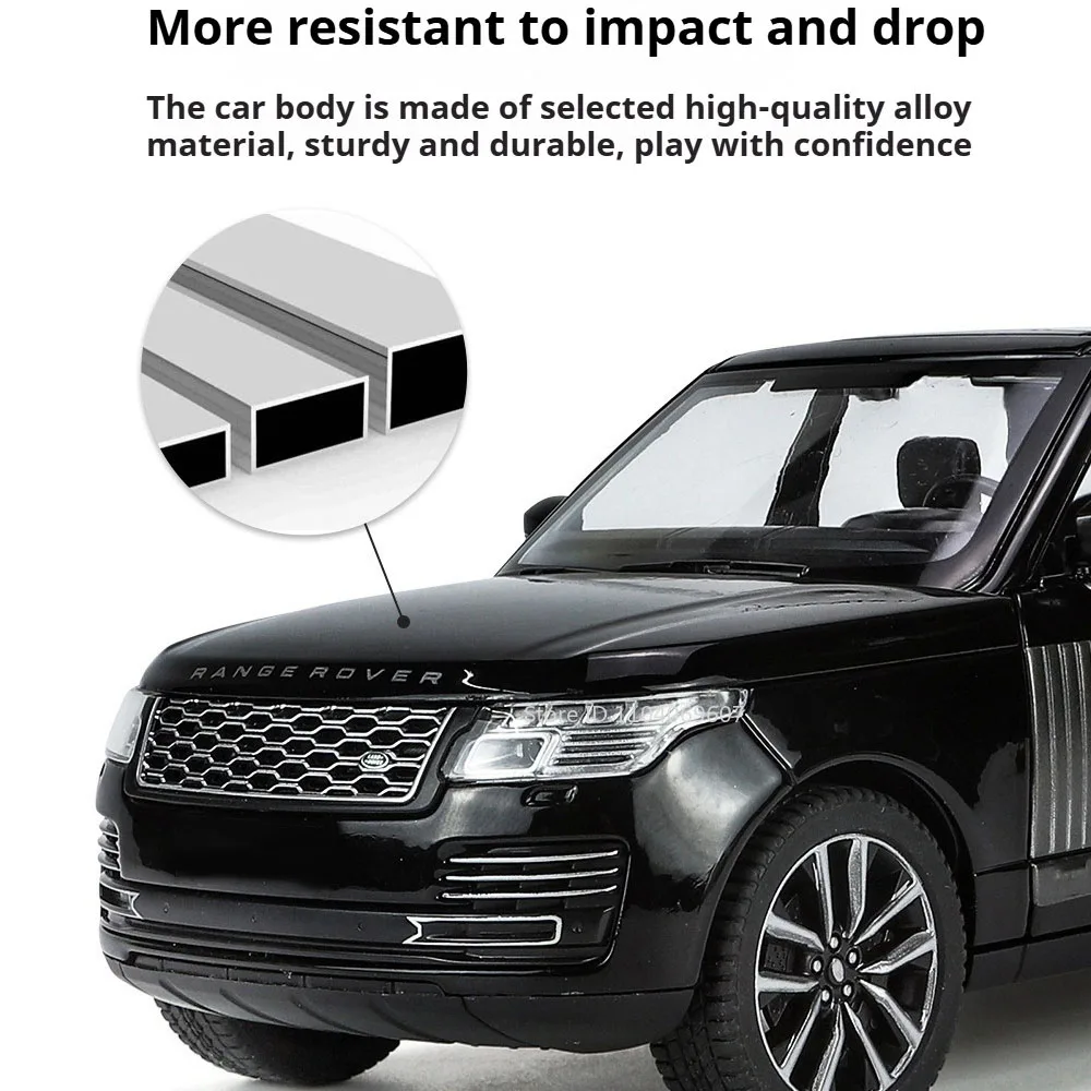 1:24 رينج روفر المدافع لعبة مجسمة سيارات سبيكة دييكاست على الطرق الوعرة المركبات التراجع الباب مفتوحة الصوت ضوء حلية لعب للطفل