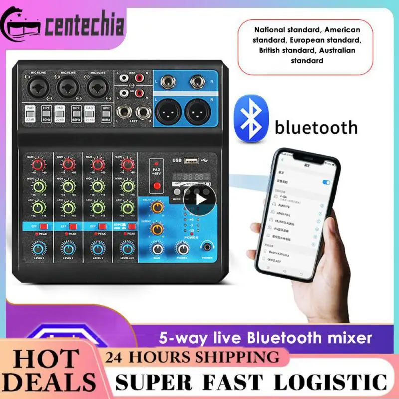 AUDIO 4 5 Channel Professional Portable Mixer Sound Console Computer Input 48v Power Live Broadcast A4 A5 PK TEYUN JIY