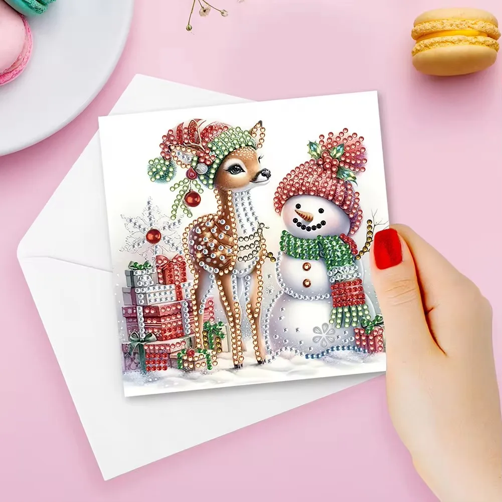 12 pezzi di carte di natale carta di pittura diamante ricamo diamante fai da te con busta Set di carte regalo di natale biglietto di auguri Festival