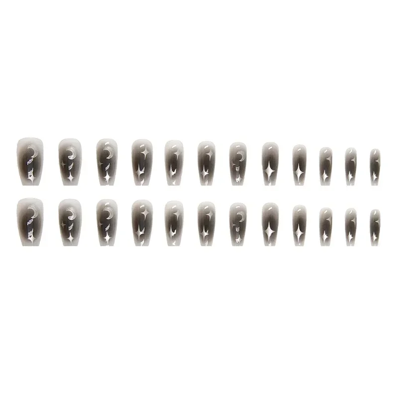 24Pcs/Set Dark Spice Wearable Black Press on Nail Tips Full Cover Fake Nails with Design Butterfly Lovely Girls False Nails Art view 4
