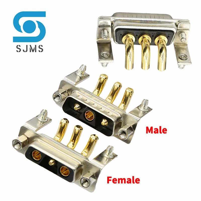 

DB2 3V3 30A Male Female High Current Connector Right Angle D-SUB Adapter With Stand PCB Solder Type 3 Pin Plug Jack High Power