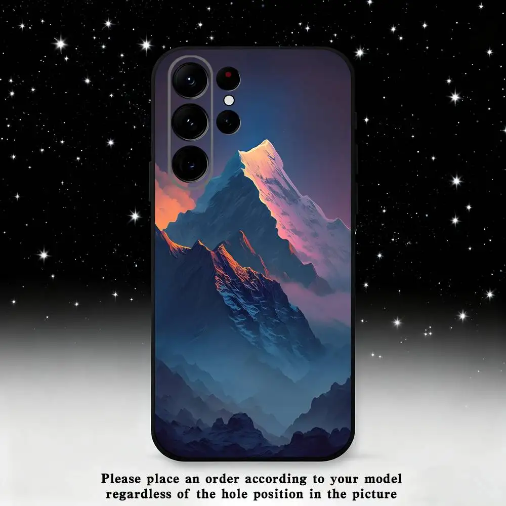 Coque de téléphone Design paysage de montagne des neiges, étui noir pour Samsung S25,S24,S21,S22,S23,S30,Ultra,S20,Plus,Fe,Lite,Note,10,9,5G