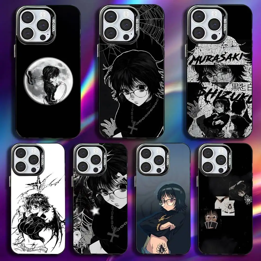

S-Shizuku M-Murasaki Anime Phone Case For iPhone 17,16,15,14,13,12,11,Pro,Max,Plus,Mini,XS,SE Anti Fall Black Matte Hard Bumper