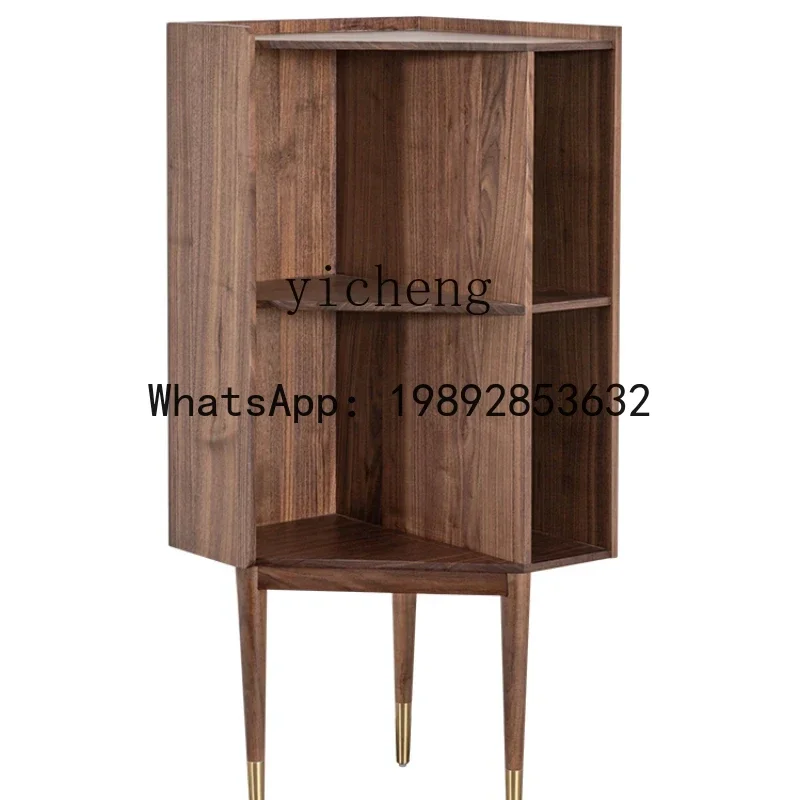 Walnut Solid Wood Tea Room Cabinet Multi-Functional Corner Storage Cabinet Tea Ware Tea Set