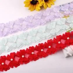 1 yard/0.9 meters Hair accessories material bow lace hat decoration accessories double-layer bow beaded lace