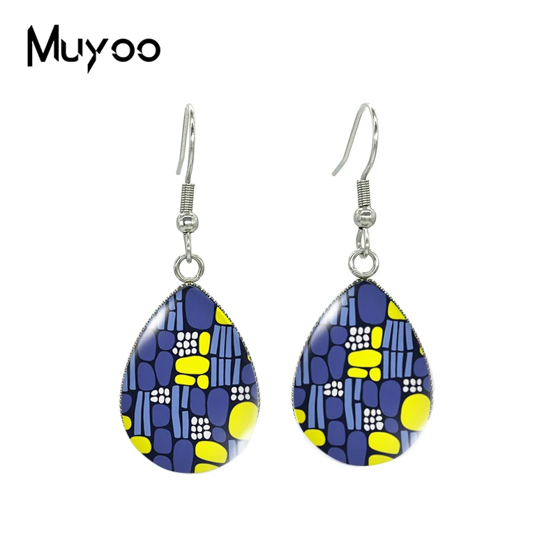 2023 New Geometric Stripes Line Patterns Tear drop Earring Fish hook Earrings Glass Cabochon Jewelry Handmade Items image 3