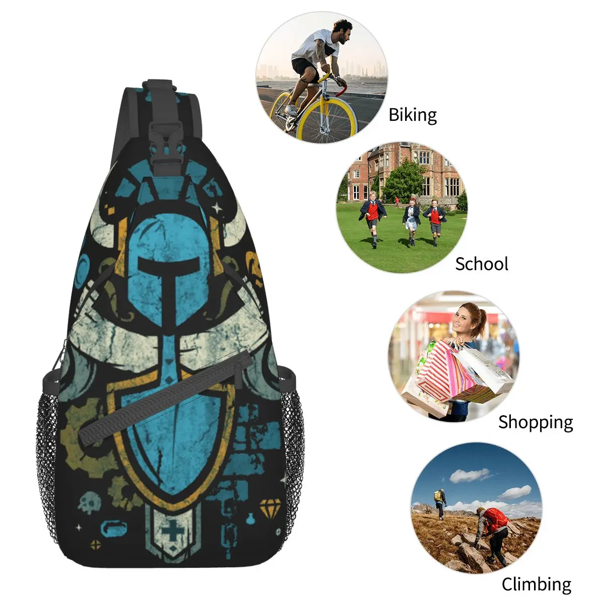 Schaufel Ritter Schaufenster Cross body Schulter tasche kleine Brusttasche Spiel Yacht Club Schulter Rucksack Tages rucksack Wandern Outdoor-Fahrrad tasche