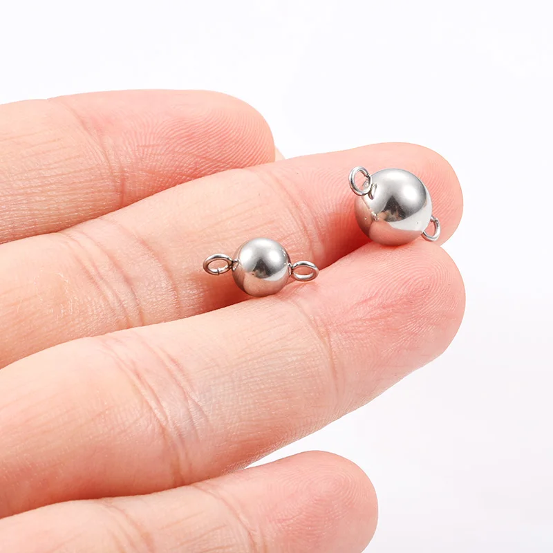 10Pcs Stainless Steel 8mm 10mm Round Solid Connect Beads For Jewelry Making Supplies Accessorie DIY Necklace Bracelet Findings