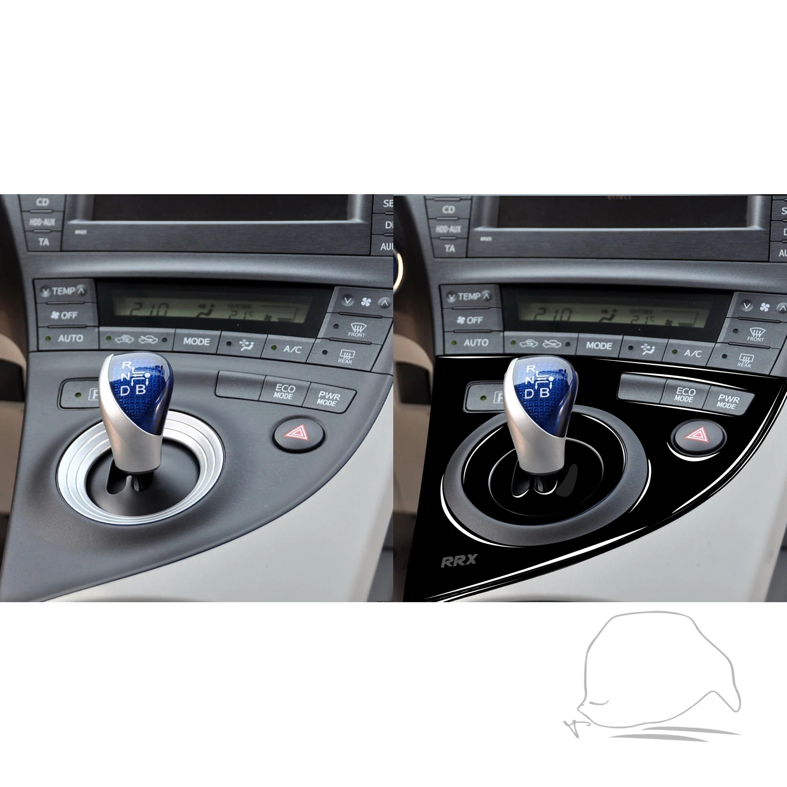 For Toyota Prius 2012 -2015 Piano Black Car Interior Centre control Shift Gearbox Panel Cover Sticker Trim Auto Decoration Set