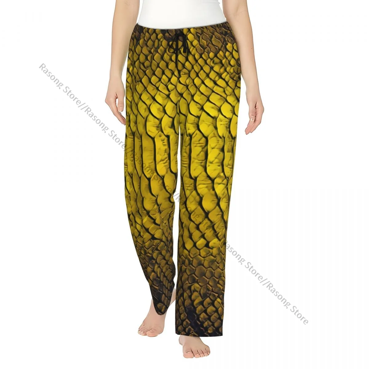 Snake Skin Reptile Texture Women Sleep Pants Warm Flannel Lounge Pants for Winter Nights