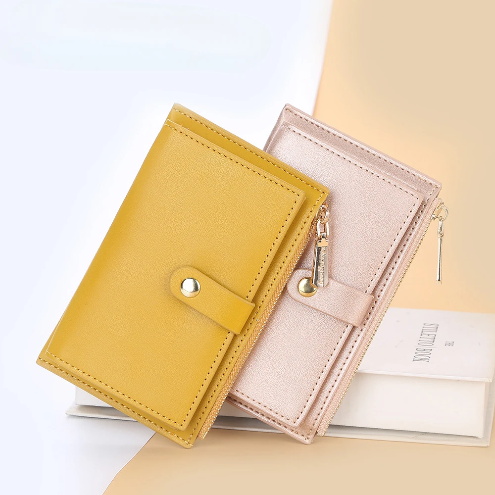 

Fashion Women Wallets Leather Female Purse Mini Hasp Solid Multi-Cards Holder Coin Short Wallets Slim Small Wallet Zipper Hasp