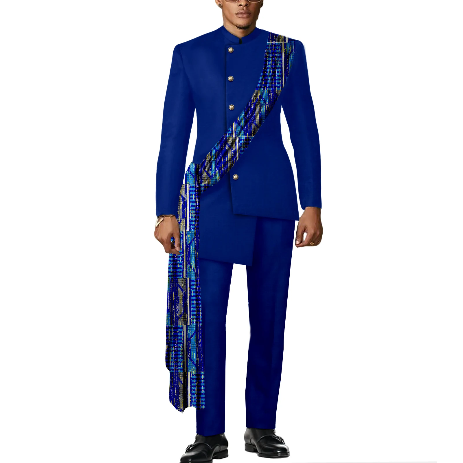 

African Suits for Men Slim Fit Formal Blazer and Pants 2 Piece Set Traditional Dashiki Outfits