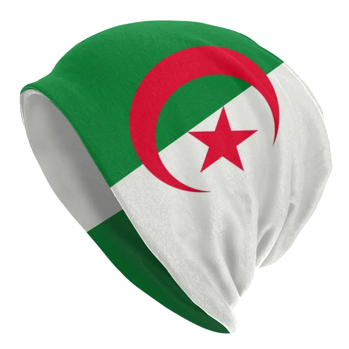 Custom Unisex Bonnet Winter Warm Knitted Hat Algeria Flag Street Skullies Beanies Caps Adult Printed Beanie Hats Outdoor Ski Cap