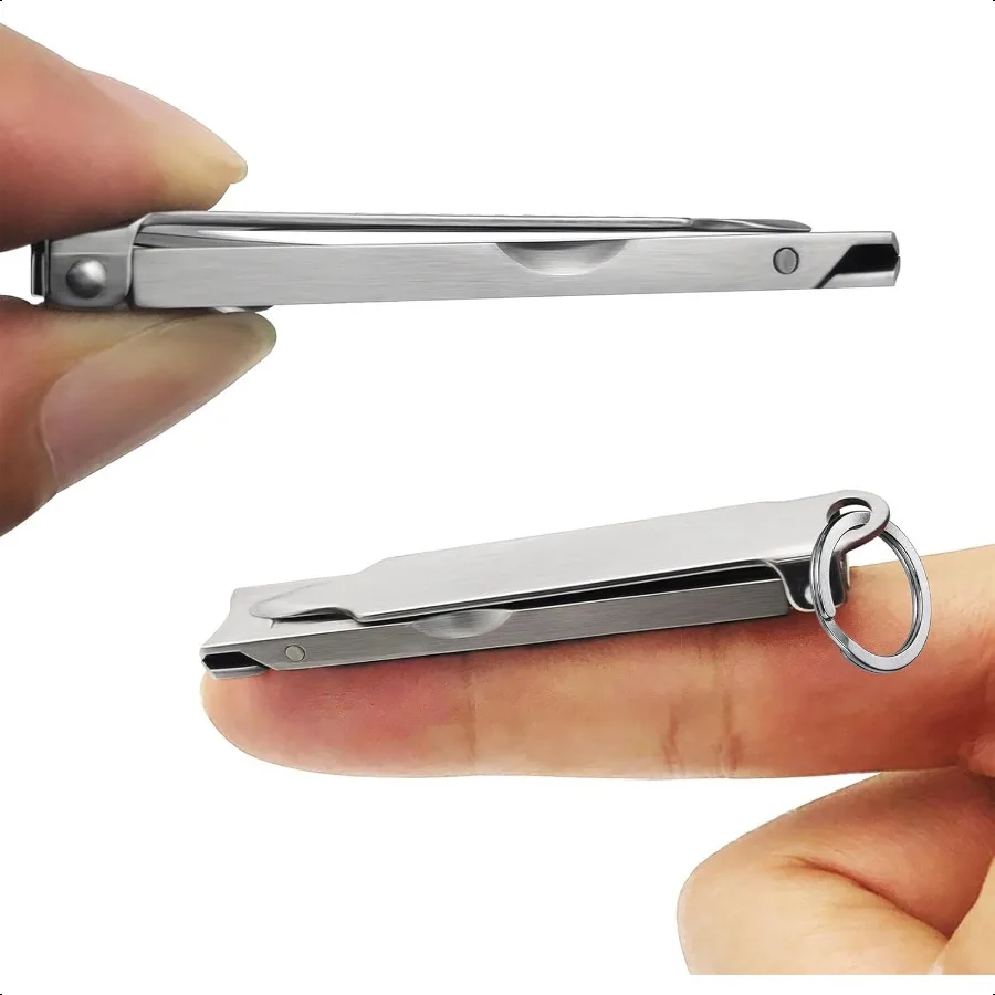 

Ultra Thin Portable Fingernail Clipper Small Pocket Folding Nail Clippers Wide Jaw Cutter with Keychain Curved Trimmer Flip Ope