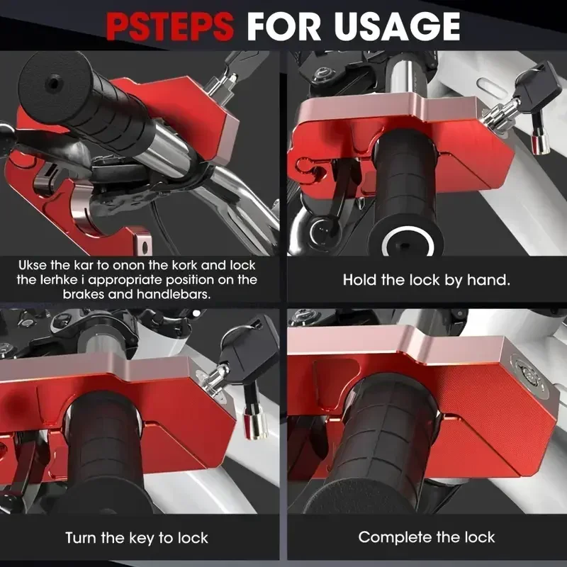 Motorcycle Handlebar Lock - Tamper Resistant Weatherproof Aluminum Alloy Anti-Theft Grip for Scooters & ATVs