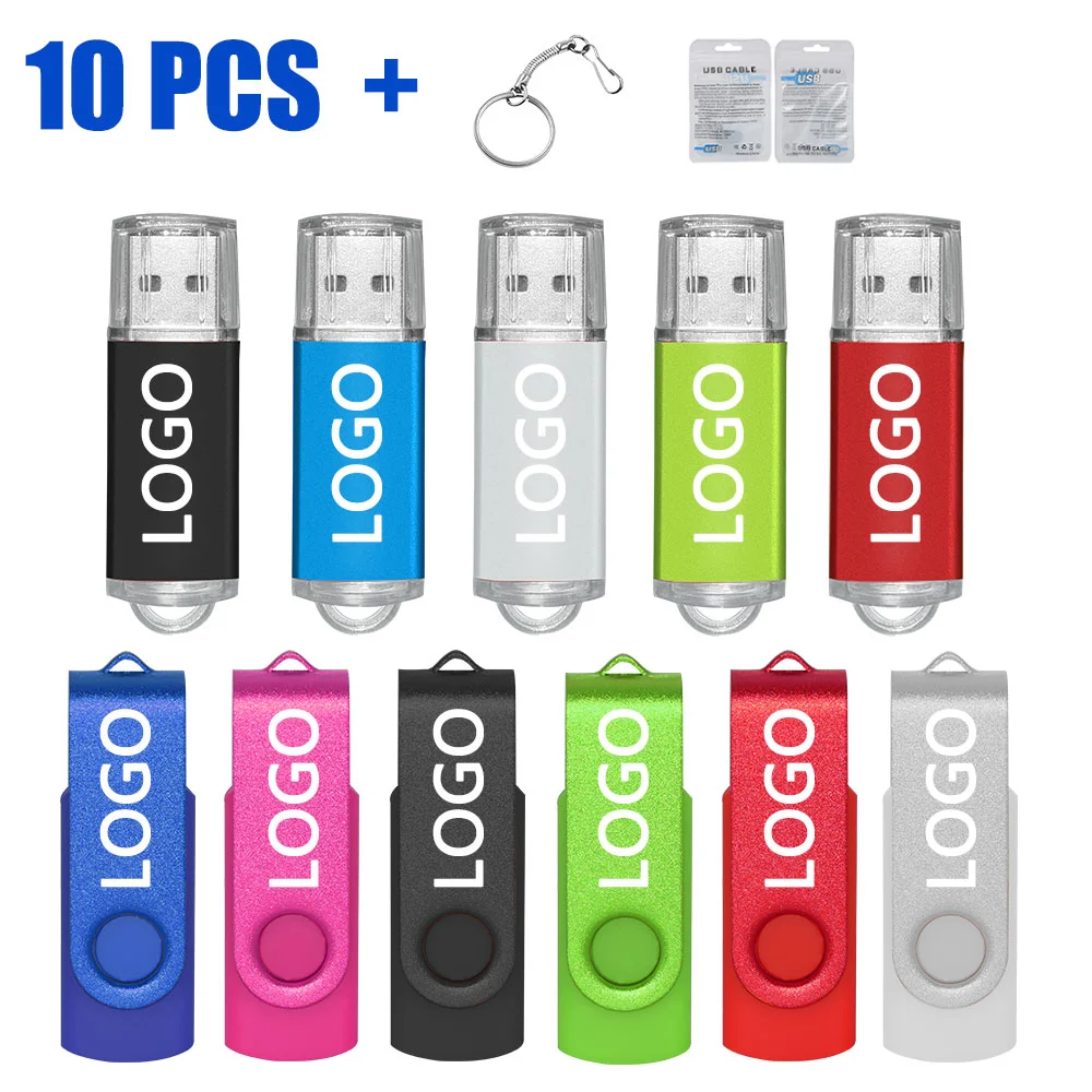 Unidad Flash USB 2,0, Pendrive de 16GB, 32GB, 64GB, 128GB, 1GB, 2GB, 4GB y 8GB, 10 unidades por lote