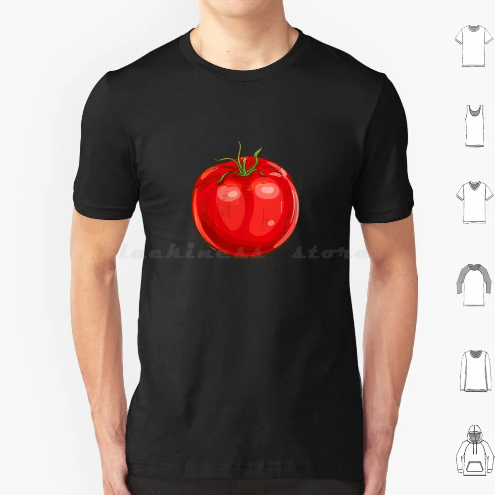 Tomato Sticker For Lovers T Shirt Big Size 100% Cotton Vegan Food Veggies Funny Fruit Healthy Cute Carrot Green Veggie Tomato